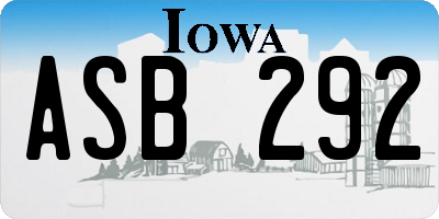 IA license plate ASB292