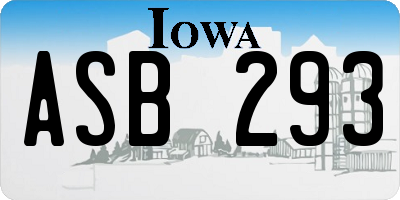 IA license plate ASB293