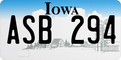 IA license plate ASB294