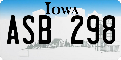 IA license plate ASB298