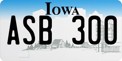 IA license plate ASB300