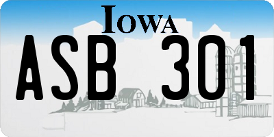 IA license plate ASB301