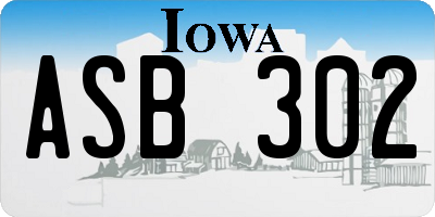 IA license plate ASB302