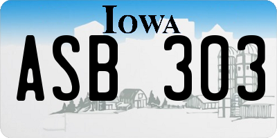 IA license plate ASB303