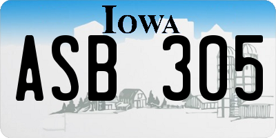 IA license plate ASB305