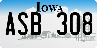 IA license plate ASB308