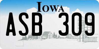 IA license plate ASB309