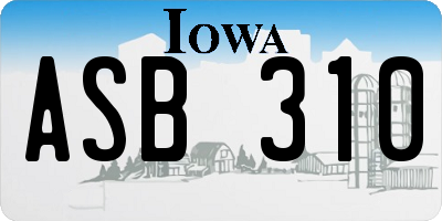 IA license plate ASB310