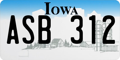 IA license plate ASB312