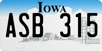 IA license plate ASB315