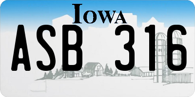 IA license plate ASB316