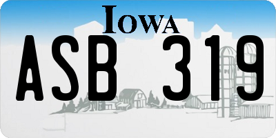 IA license plate ASB319