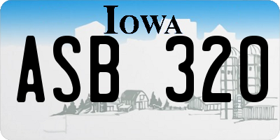 IA license plate ASB320