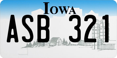 IA license plate ASB321