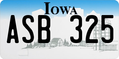 IA license plate ASB325