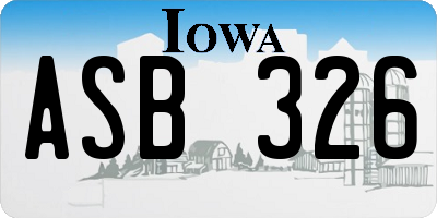 IA license plate ASB326