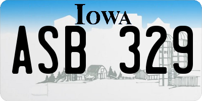 IA license plate ASB329