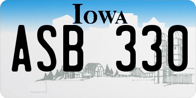IA license plate ASB330
