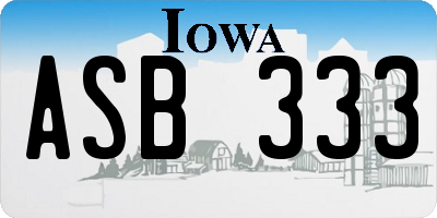 IA license plate ASB333