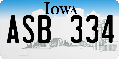 IA license plate ASB334