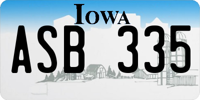 IA license plate ASB335