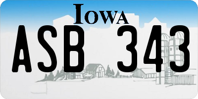 IA license plate ASB343