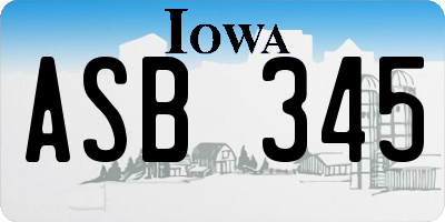 IA license plate ASB345