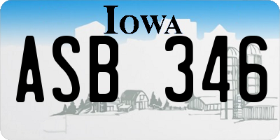 IA license plate ASB346