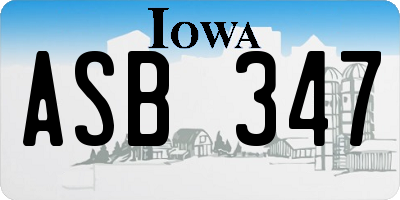 IA license plate ASB347