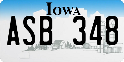 IA license plate ASB348