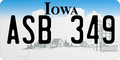 IA license plate ASB349
