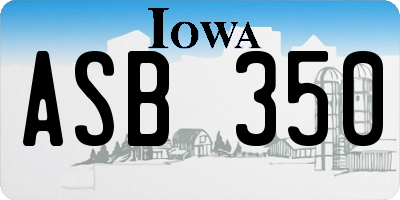 IA license plate ASB350