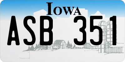 IA license plate ASB351