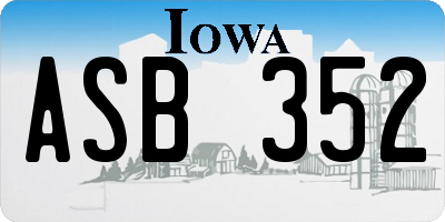 IA license plate ASB352