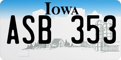 IA license plate ASB353
