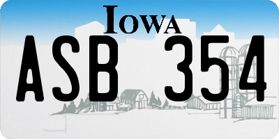 IA license plate ASB354
