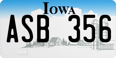 IA license plate ASB356