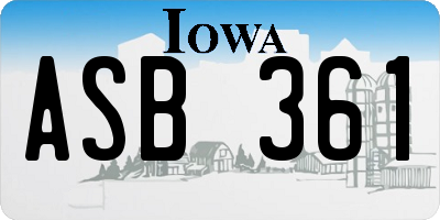 IA license plate ASB361