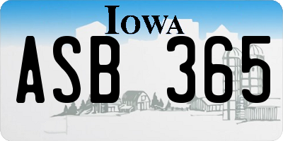 IA license plate ASB365