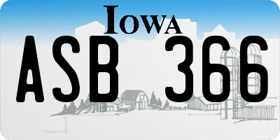 IA license plate ASB366