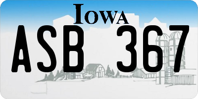 IA license plate ASB367