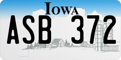 IA license plate ASB372