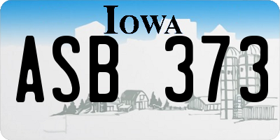 IA license plate ASB373