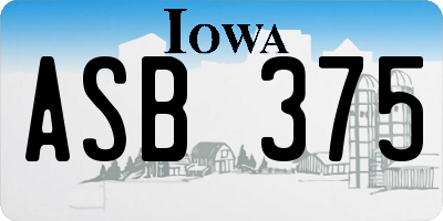 IA license plate ASB375