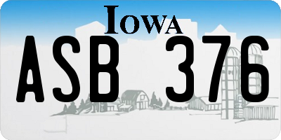 IA license plate ASB376