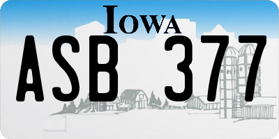 IA license plate ASB377