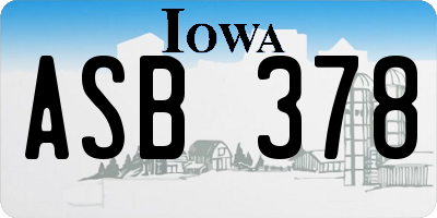 IA license plate ASB378