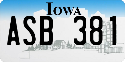IA license plate ASB381