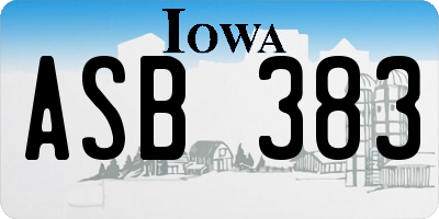 IA license plate ASB383