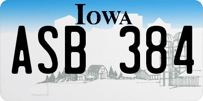 IA license plate ASB384